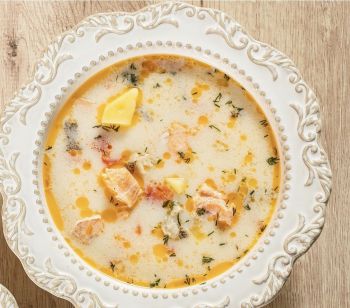 Уха с семгой и палтусом